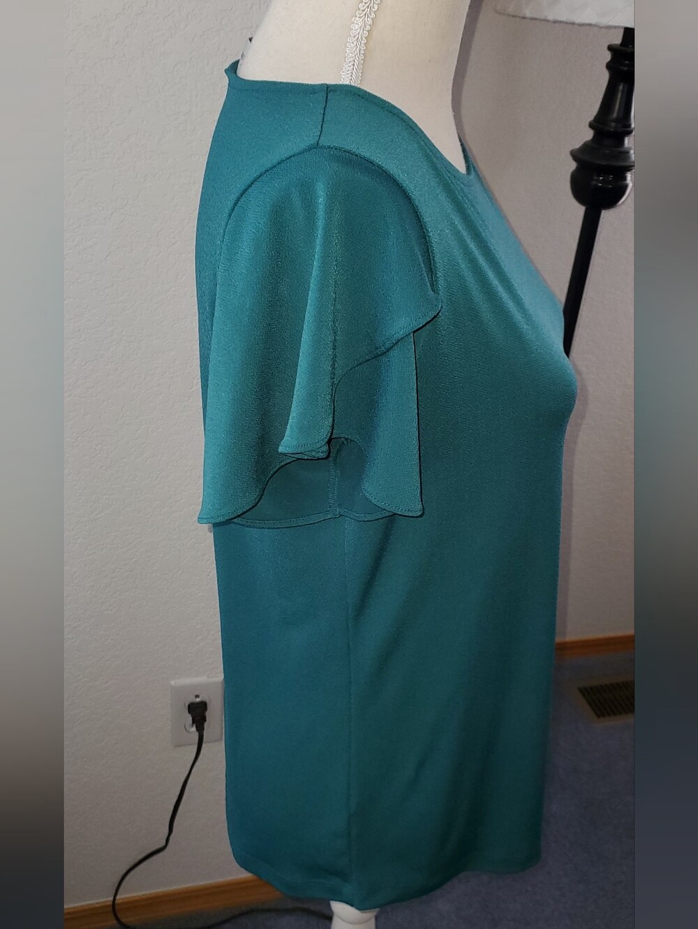 Christopher & Banks Teal Ruffle Top - Picture 3 of 8